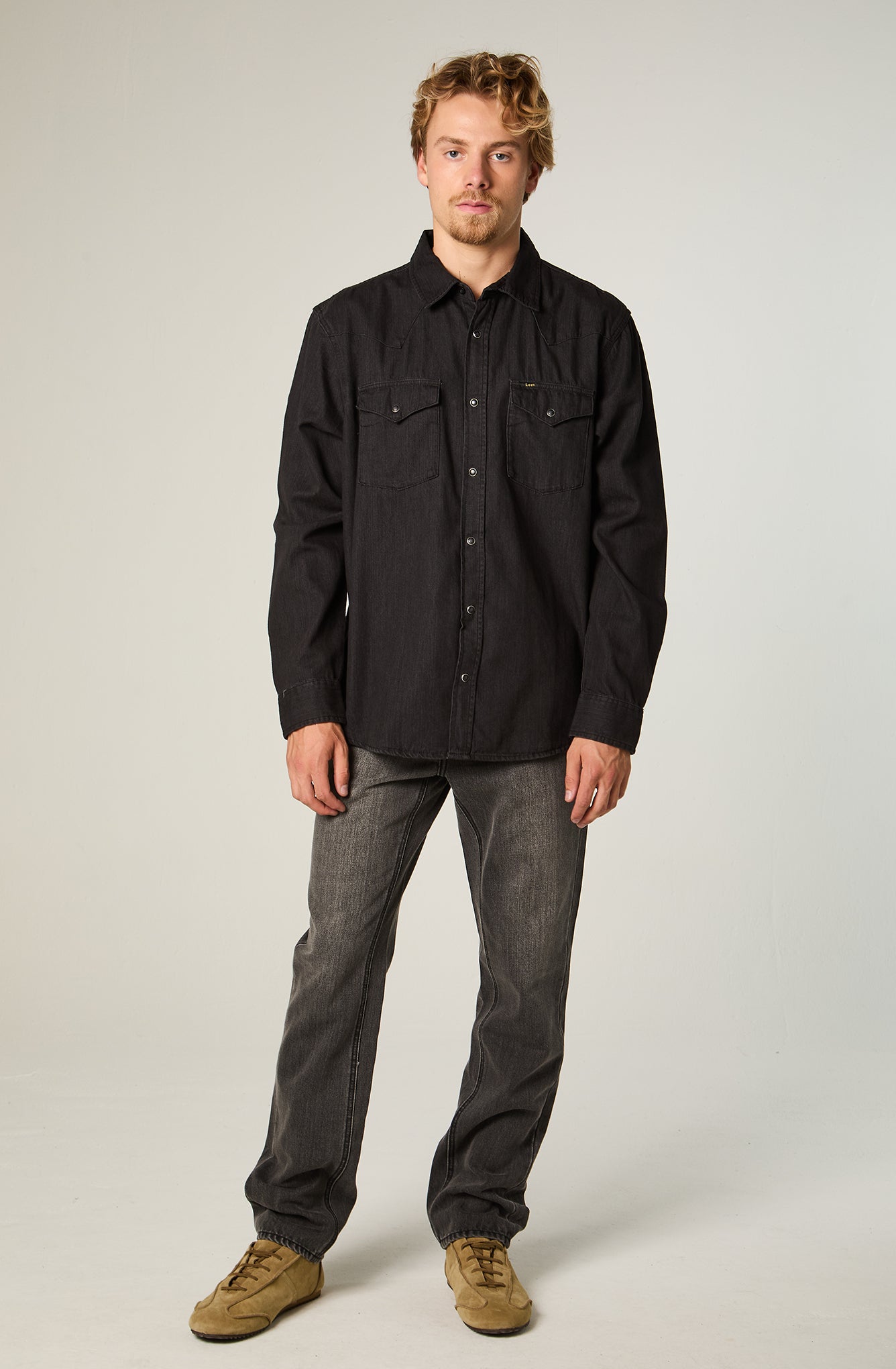 Camisa Hombre Regular Western Negro