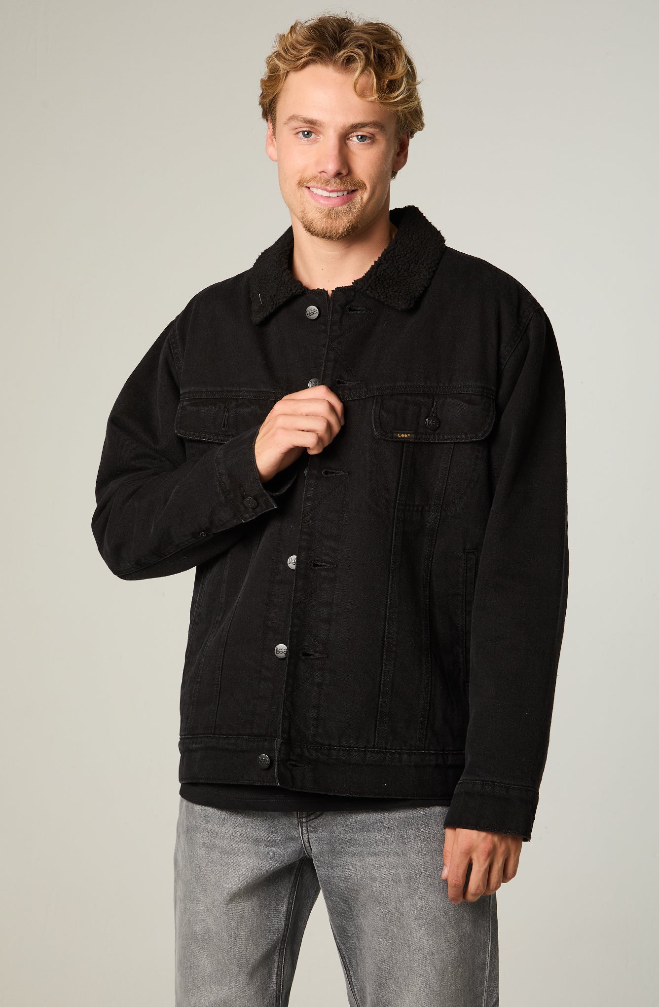 Chaqueta Hombre Rider Sherpa Jacket Denim Black