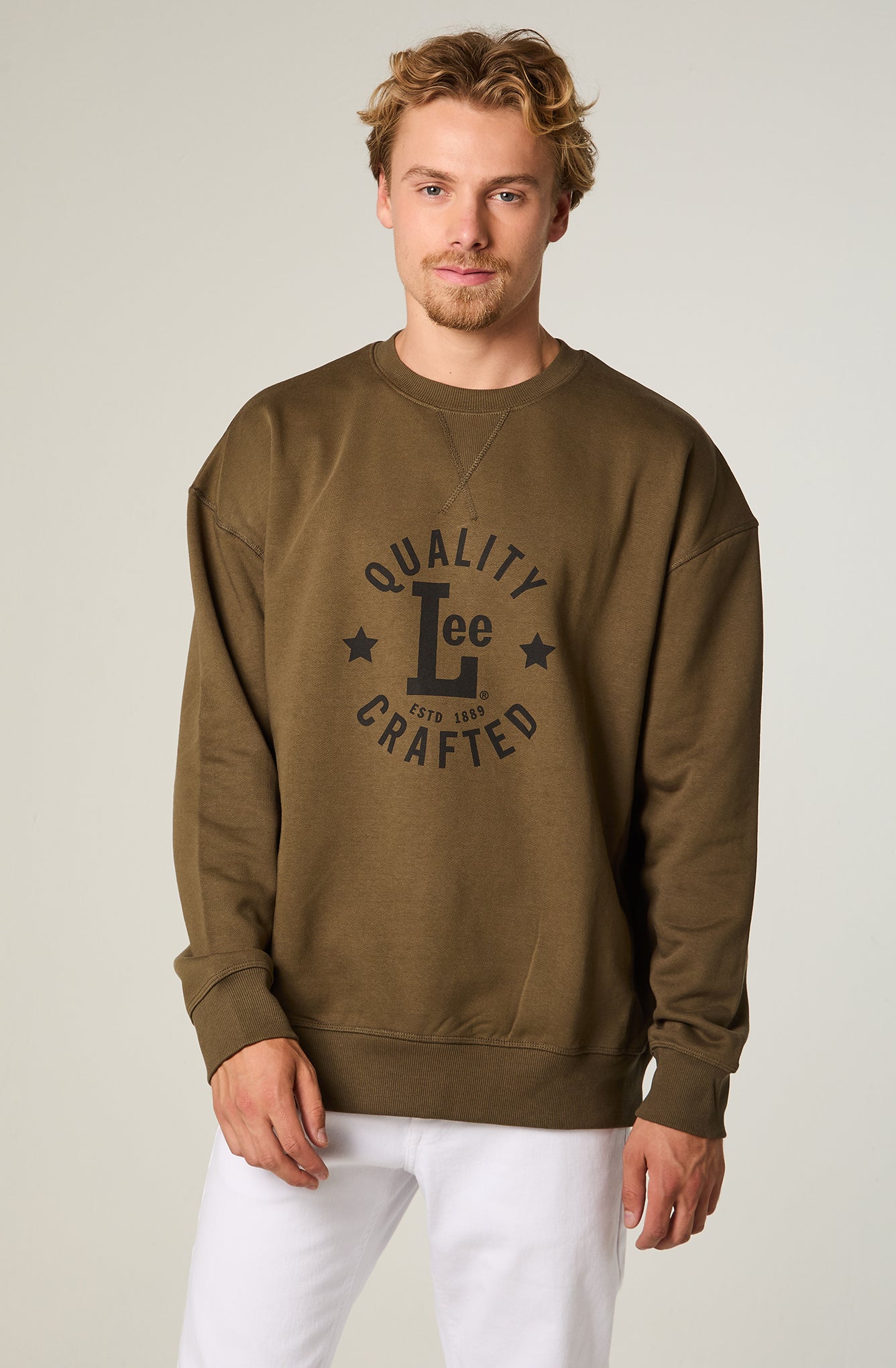 Poleron Lee Crew Militar Green