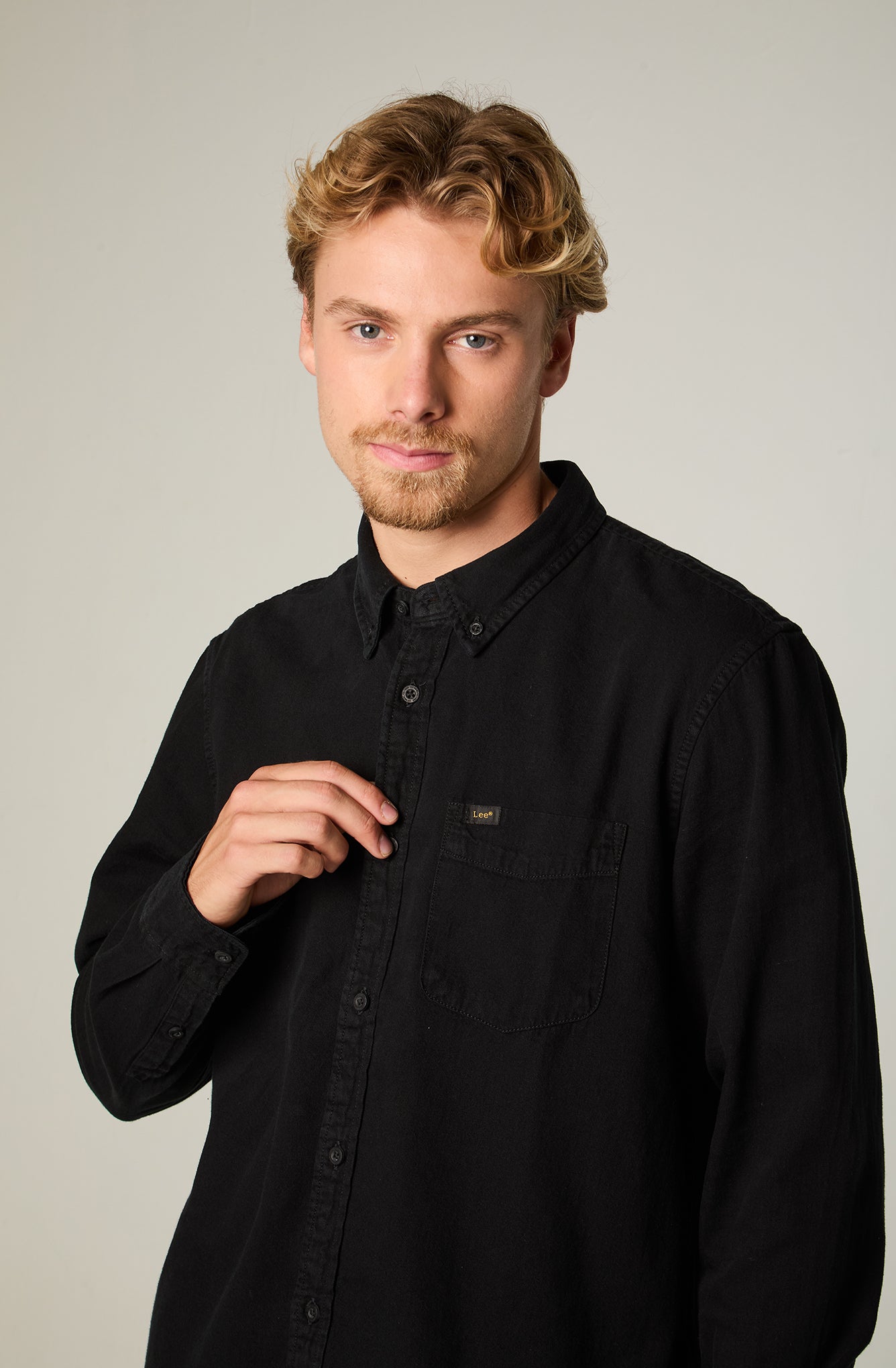 Camisa Hombre Button Down Black Denim