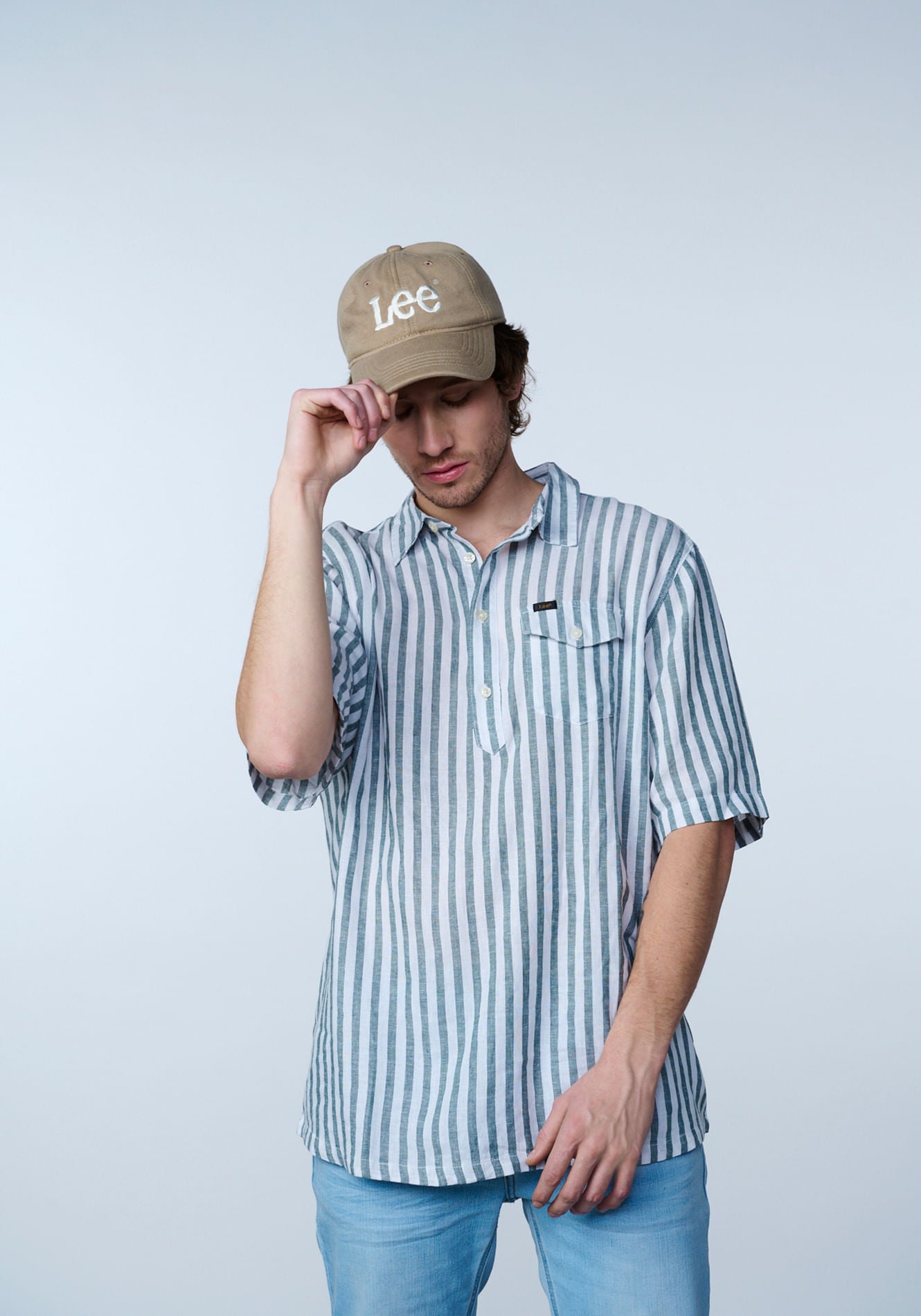 Camisa Manga Corta Popover Ss Shirt Evergreen Stripe