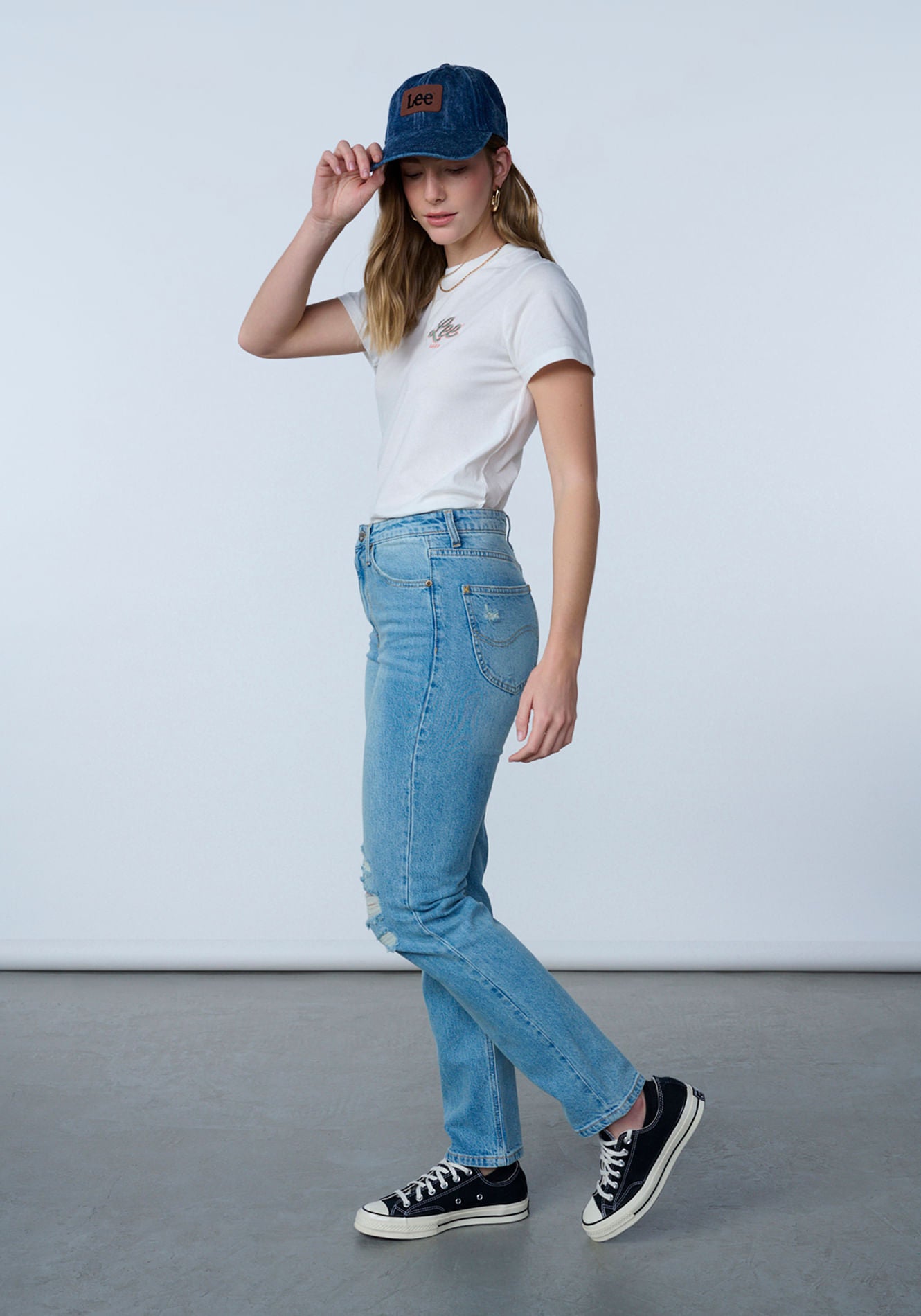 Jeans Tiro Alto Carol Regular Straight Fit Light Blue