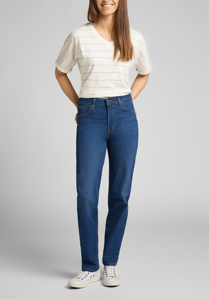 Jeans Mujer Tiro Alto Carol Straight Fit Mid Stone Sitka