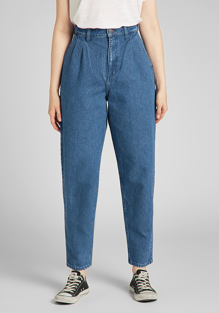 Jeans Mujer Tiro Alto Pleated Stella Tapered Fit Washed Nova