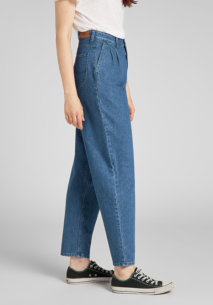 Jeans Mujer Tiro Alto Pleated Stella Tapered Fit Washed Nova