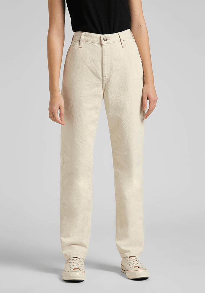 Jeans Mujer Tiro Alto Carol Service Straight Fit Ecru