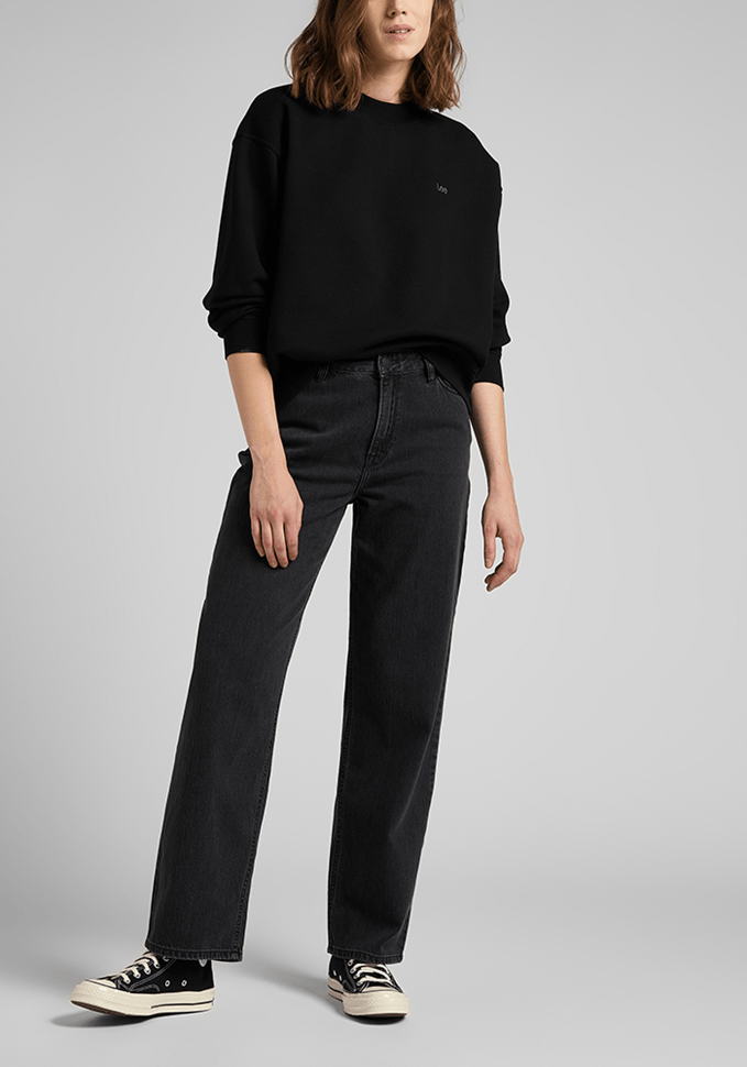 Jeans Mujer Tiro Alto Wide Leg Long Relaxed Fit Black Duns