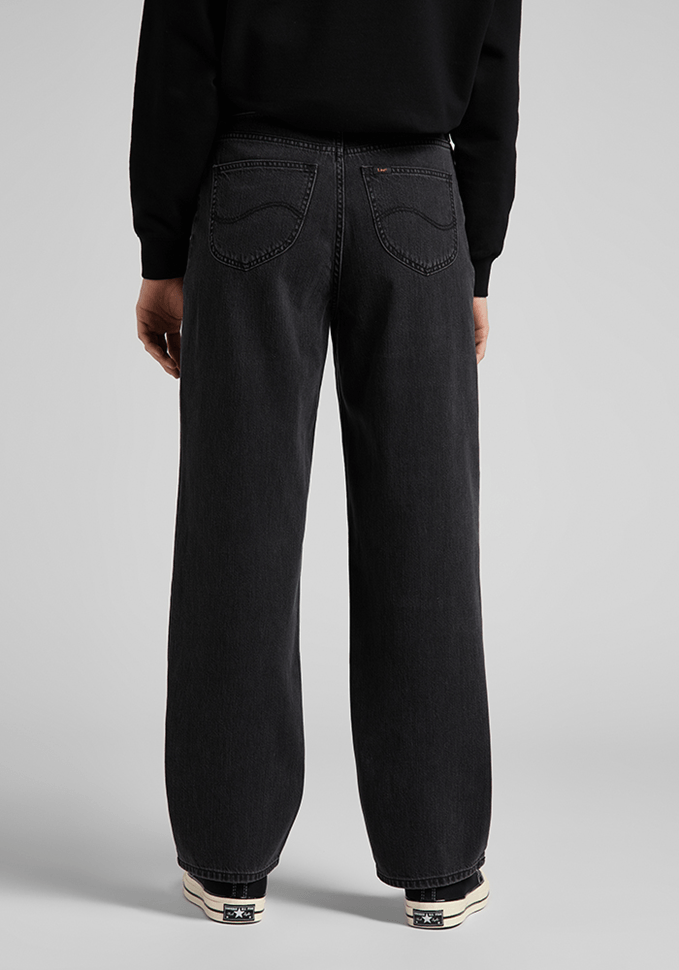 Jeans Mujer Tiro Alto Wide Leg Long Relaxed Fit Black Duns