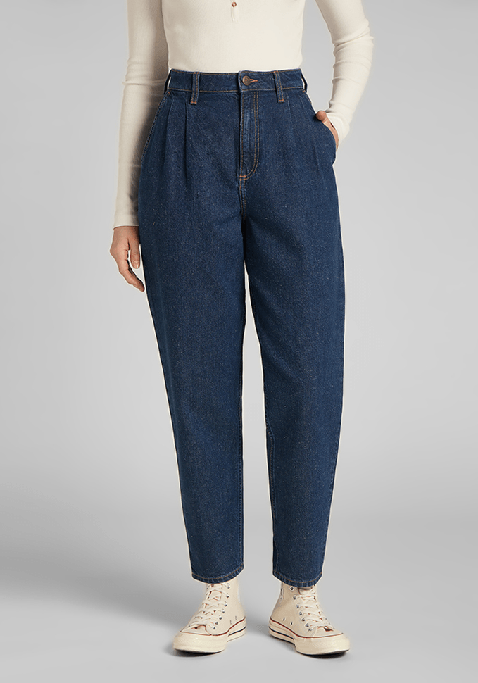Jeans Mujer Tiro Alto Pleated Stella Tapered Relaxed Fit Dark Stone Bolton