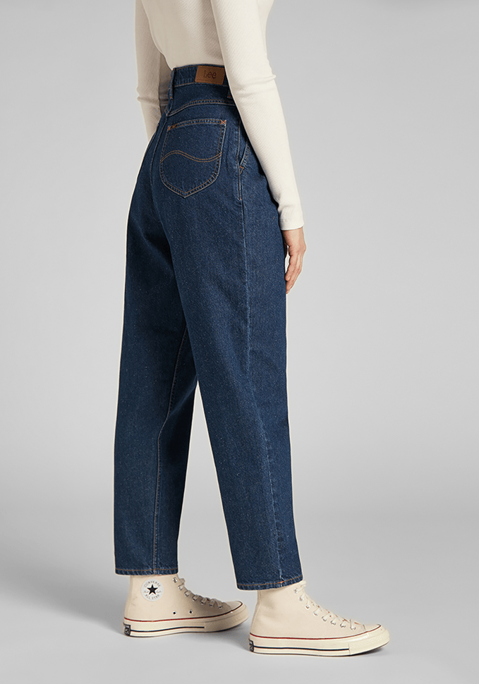 Jeans Mujer Tiro Alto Pleated Stella Tapered Relaxed Fit Dark Stone Bolton