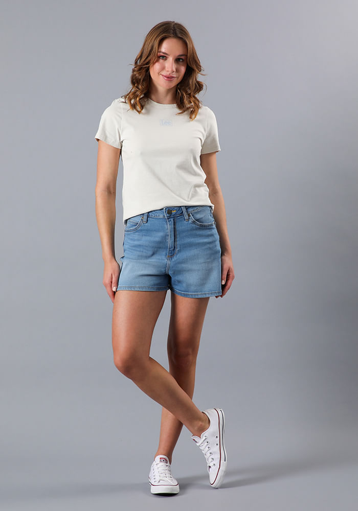Polera Mujer Shrunken Tee Ecru
