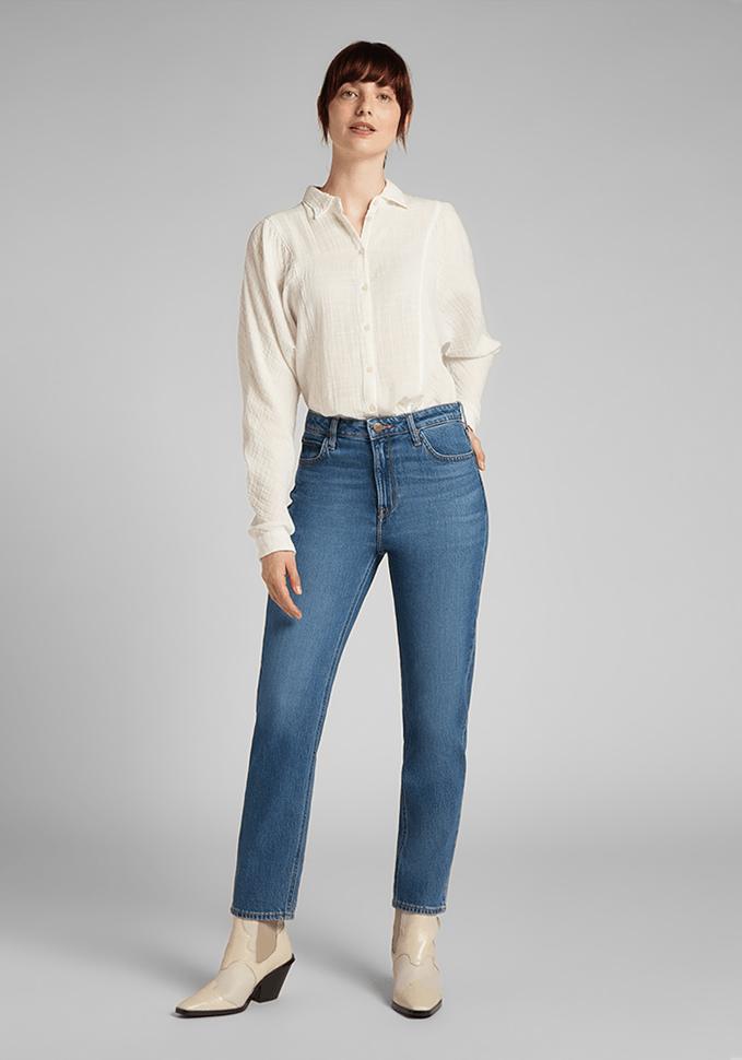 Blusa Mujer Volume Sleeve Shirt White Canvas