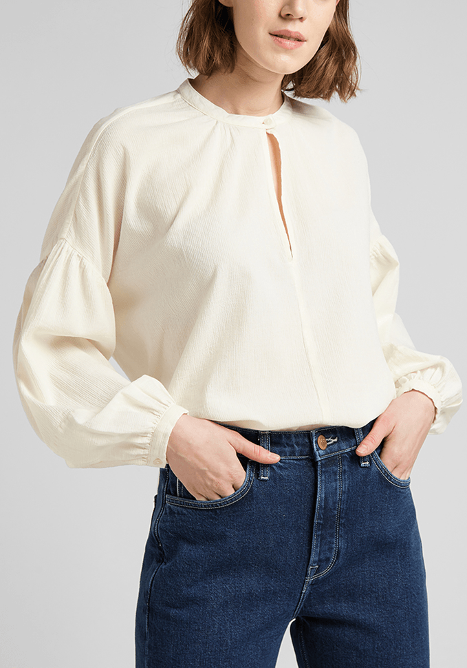 Camisa Mujer Check Ecru