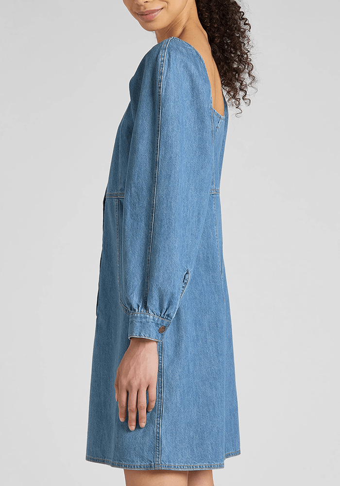 Vestido Mujer Puff Sleeves Mid Stone