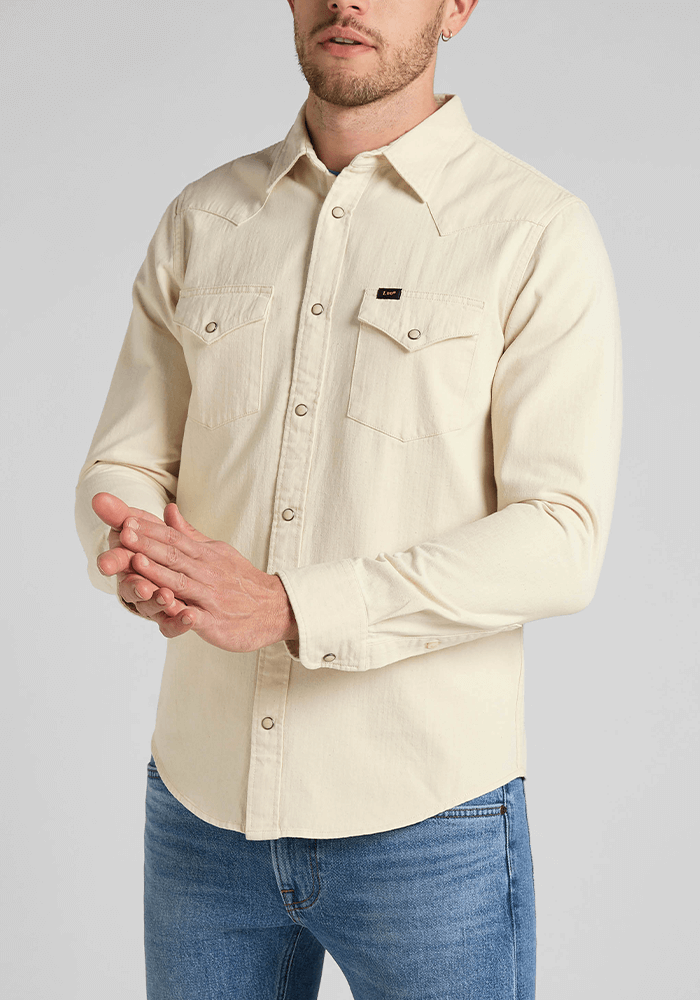 Camisa Hombre Regular Western Shirt Ecru