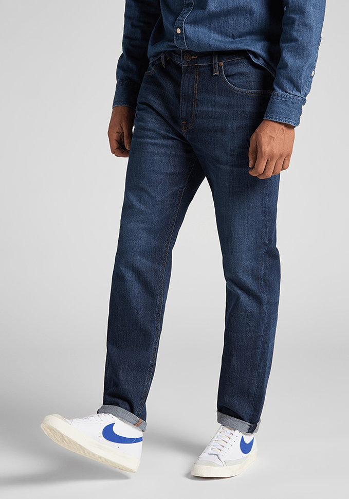 Jeans Hombre Austin Regular Tapered Fit Dark Worn Foam