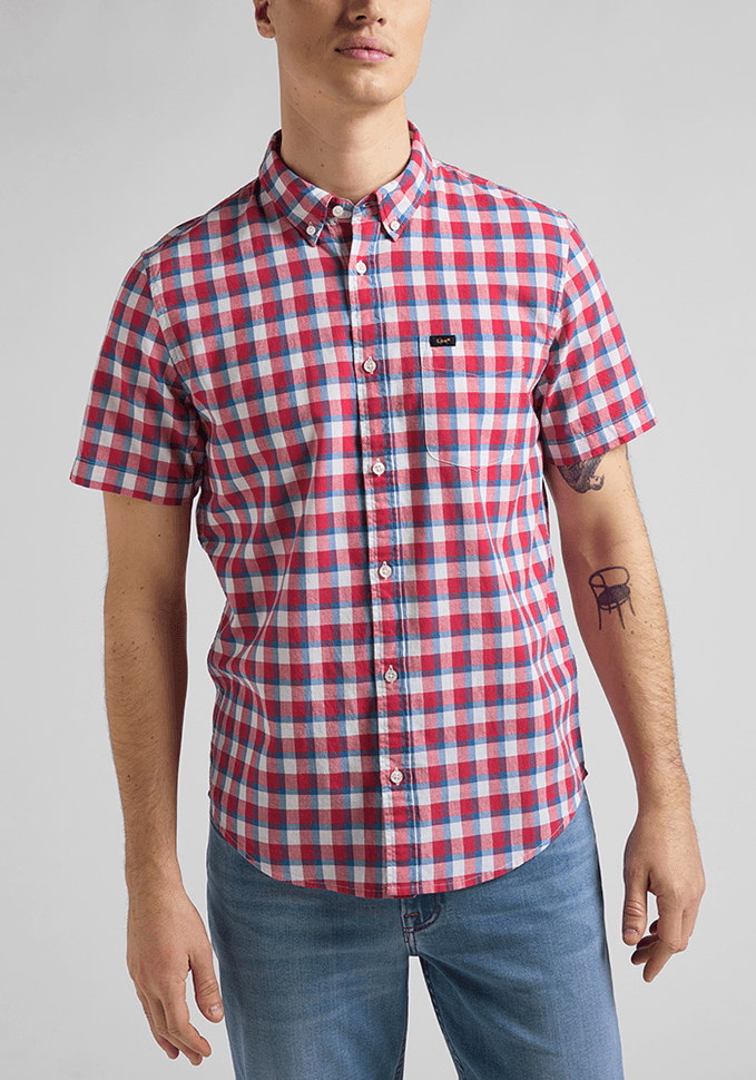 Camisa Hombre Manga Corta Button Down Real Red