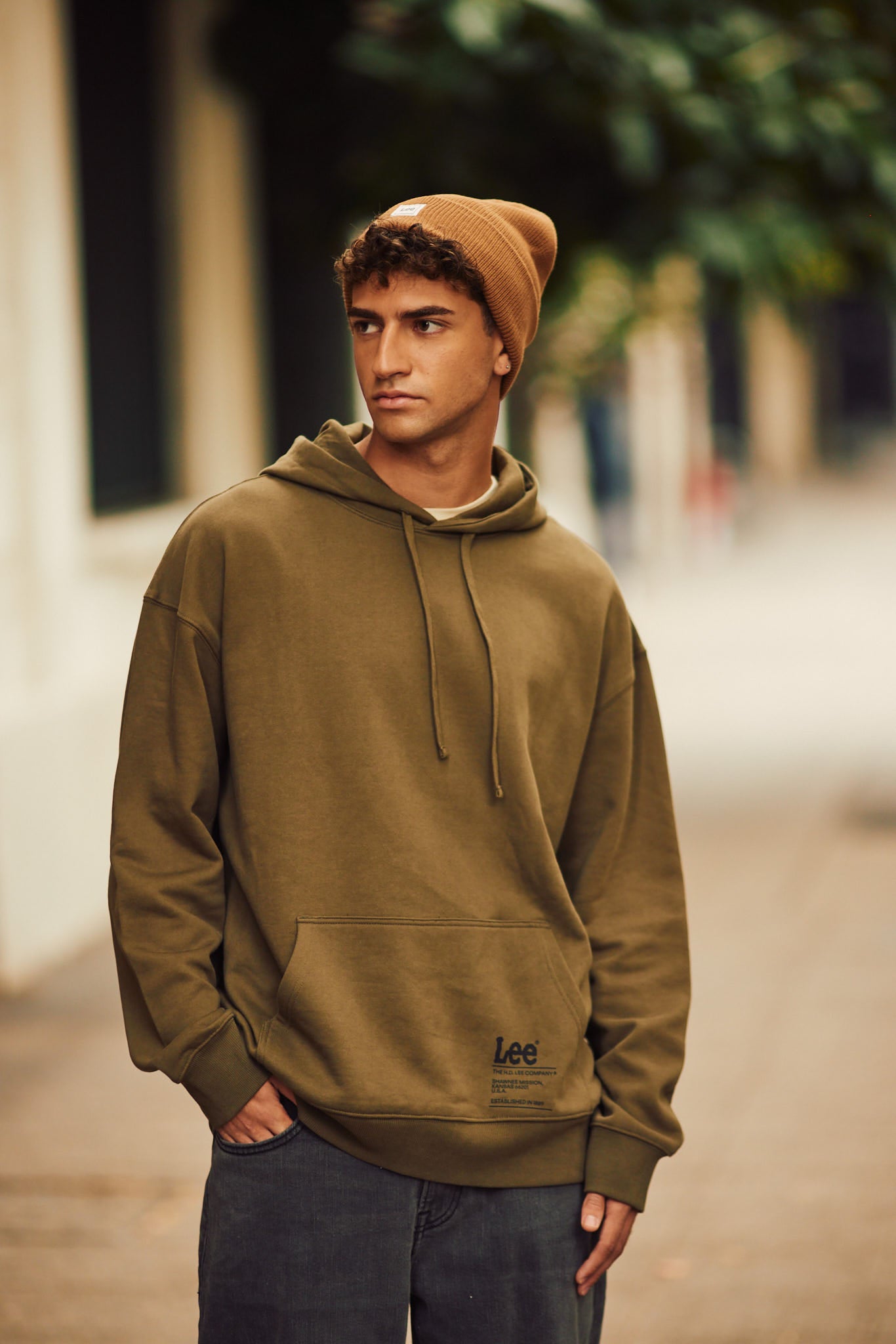 Poleron Lee Logo Hoodie Militar Green