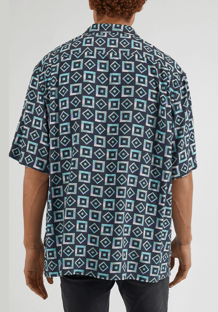 Camisa Hombre Manga Corta Resort Shirt Wash Black