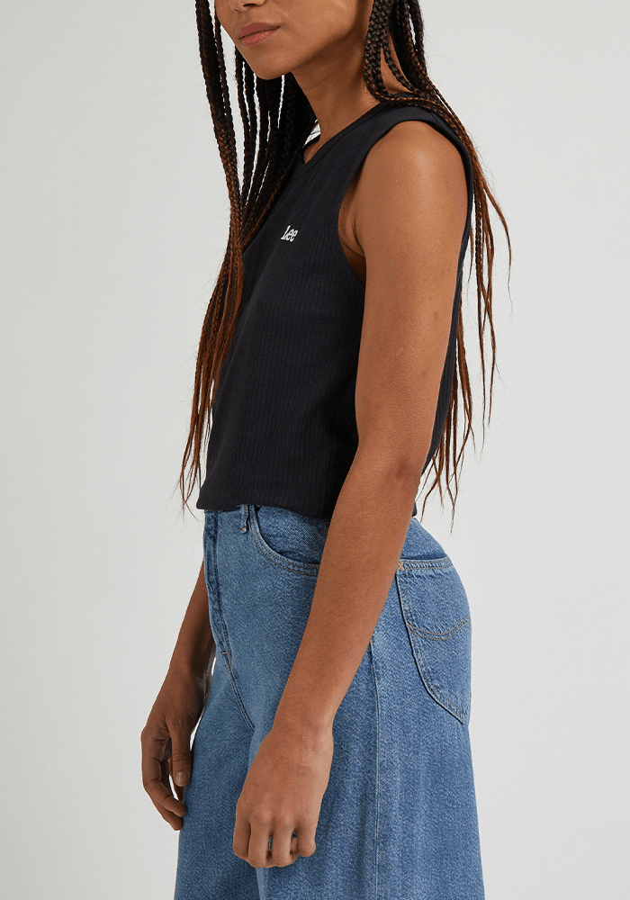 Polera Mujer Cropped Crew Tank Black