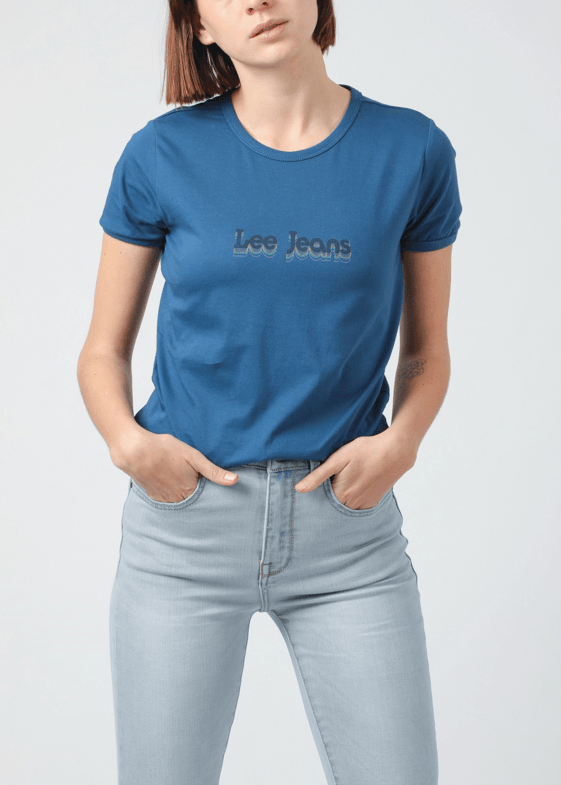 Polera Mujer Logo Vintage Tee Azul