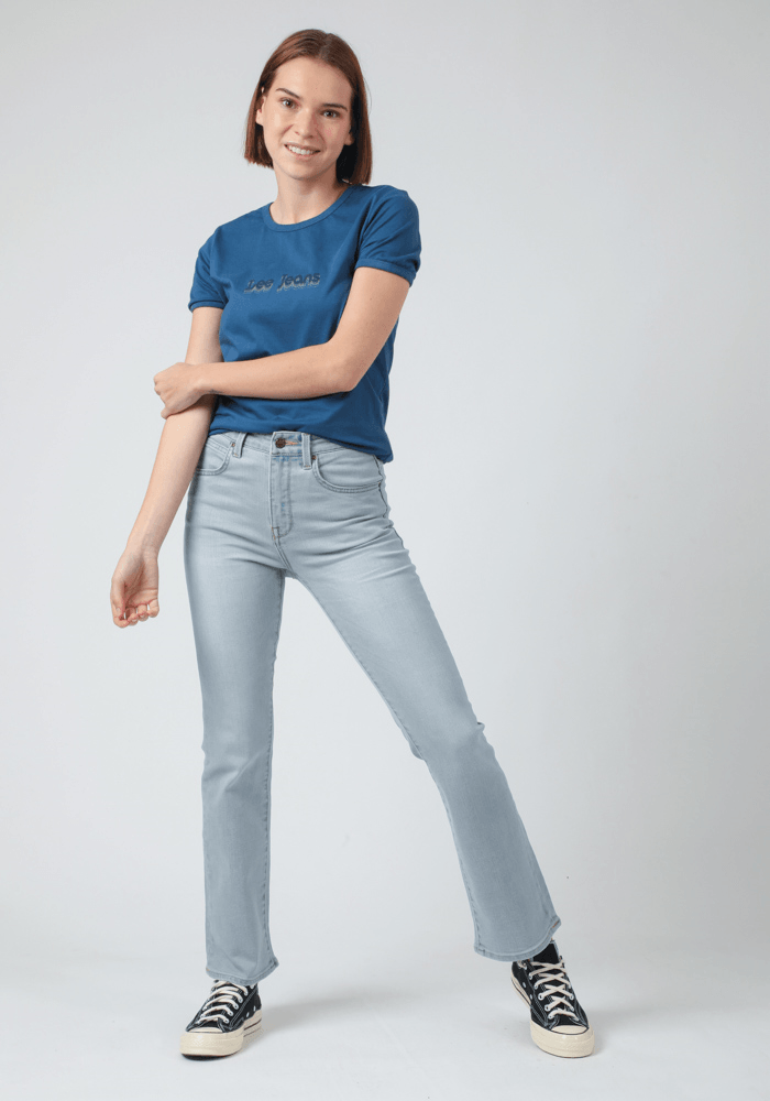 Polera Mujer Logo Vintage Tee Washed Blue