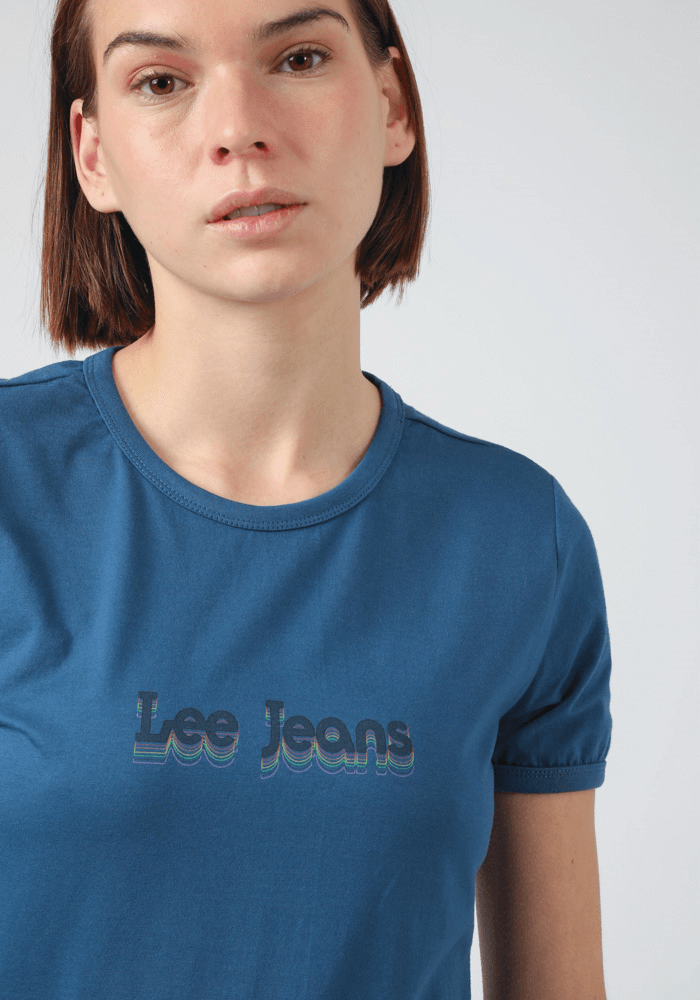 Polera Mujer Logo Vintage Tee Washed Blue