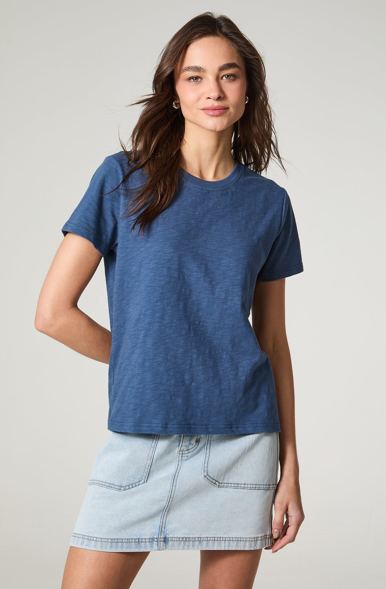 Polera Mujer Regular Fit Basic Azul