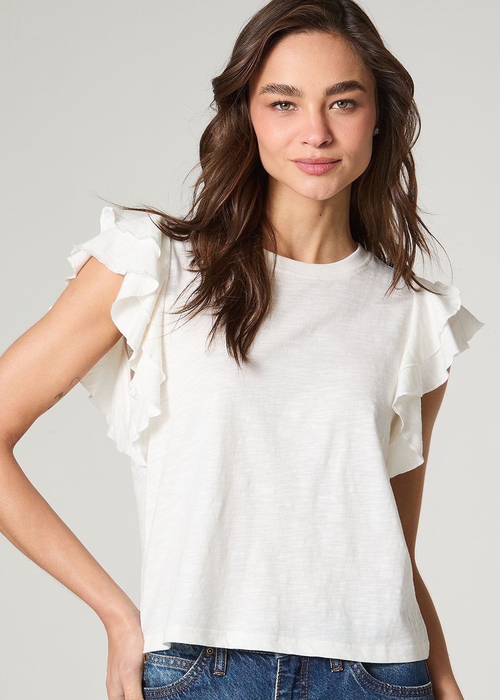 Polera Mujer Vuelos Regular Fit Blanco