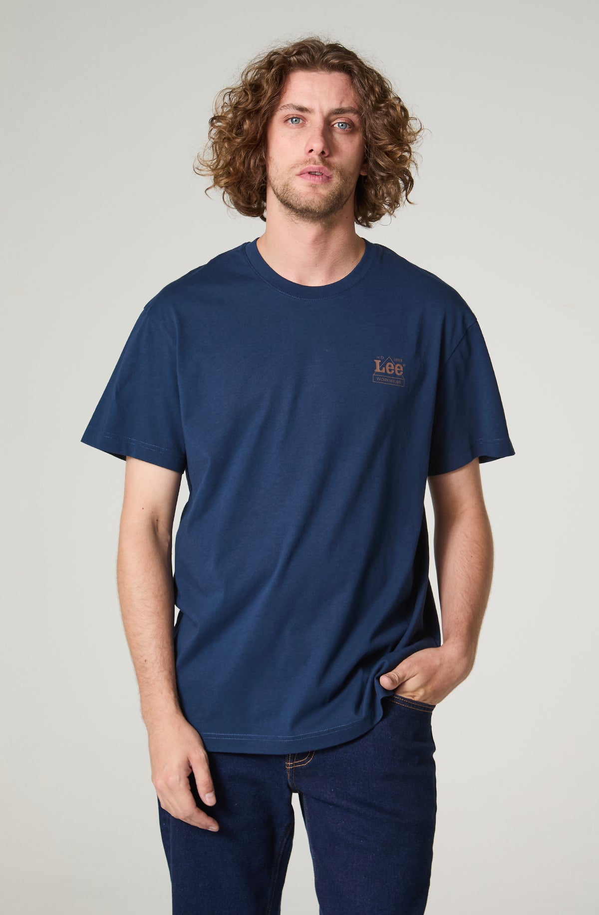 Polera Hombre Manga Corta Regular Fit Azul