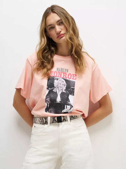 Lee X Marilyn Monroe Girlfriend Tee Peach Bud