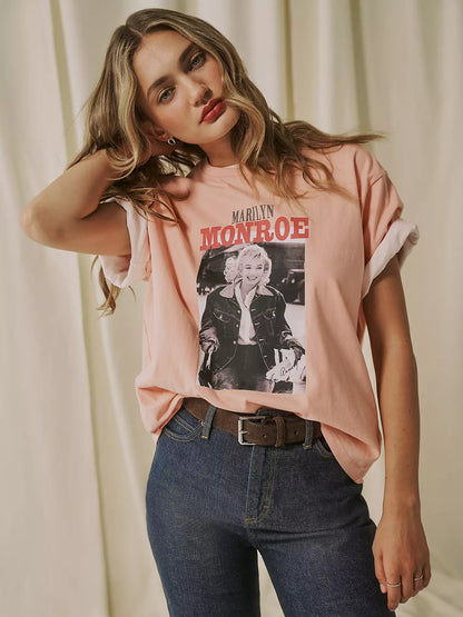 Lee X Marilyn Monroe Girlfriend Tee Peach Bud