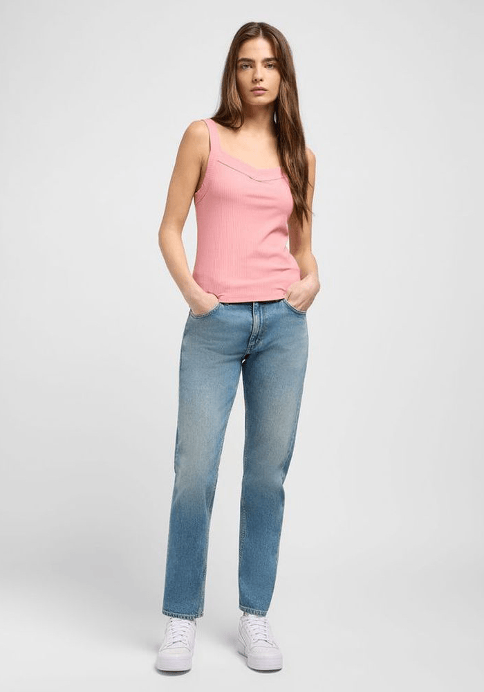 Jeans Tiro Alto Rider Slim Straight Mid Storm