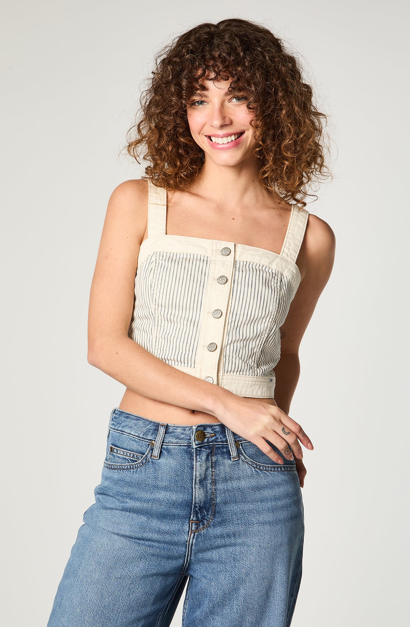 Polera Denim Tank I Feel Love
