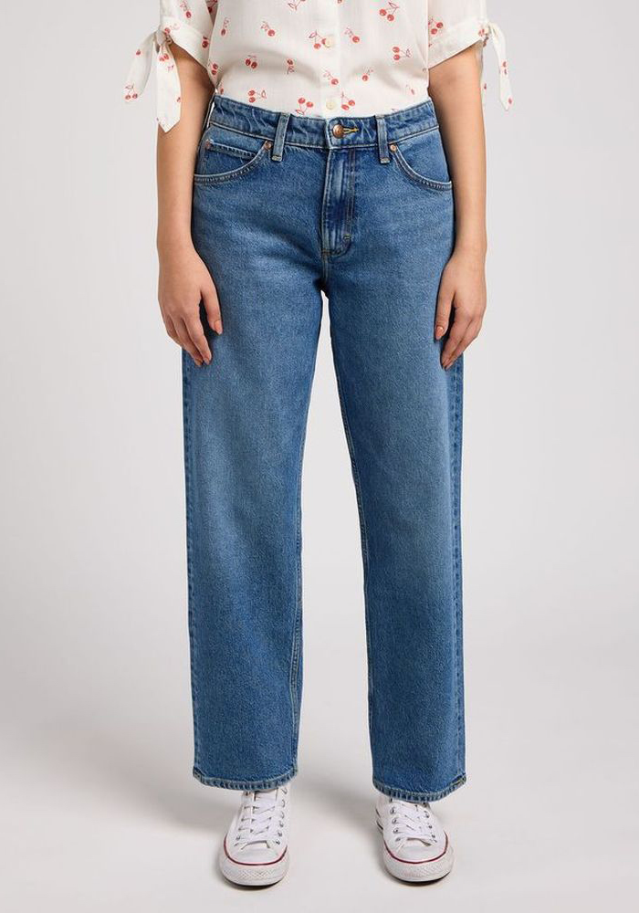 Jeans Tiro Alto Rider Classic Straight Mid Wash