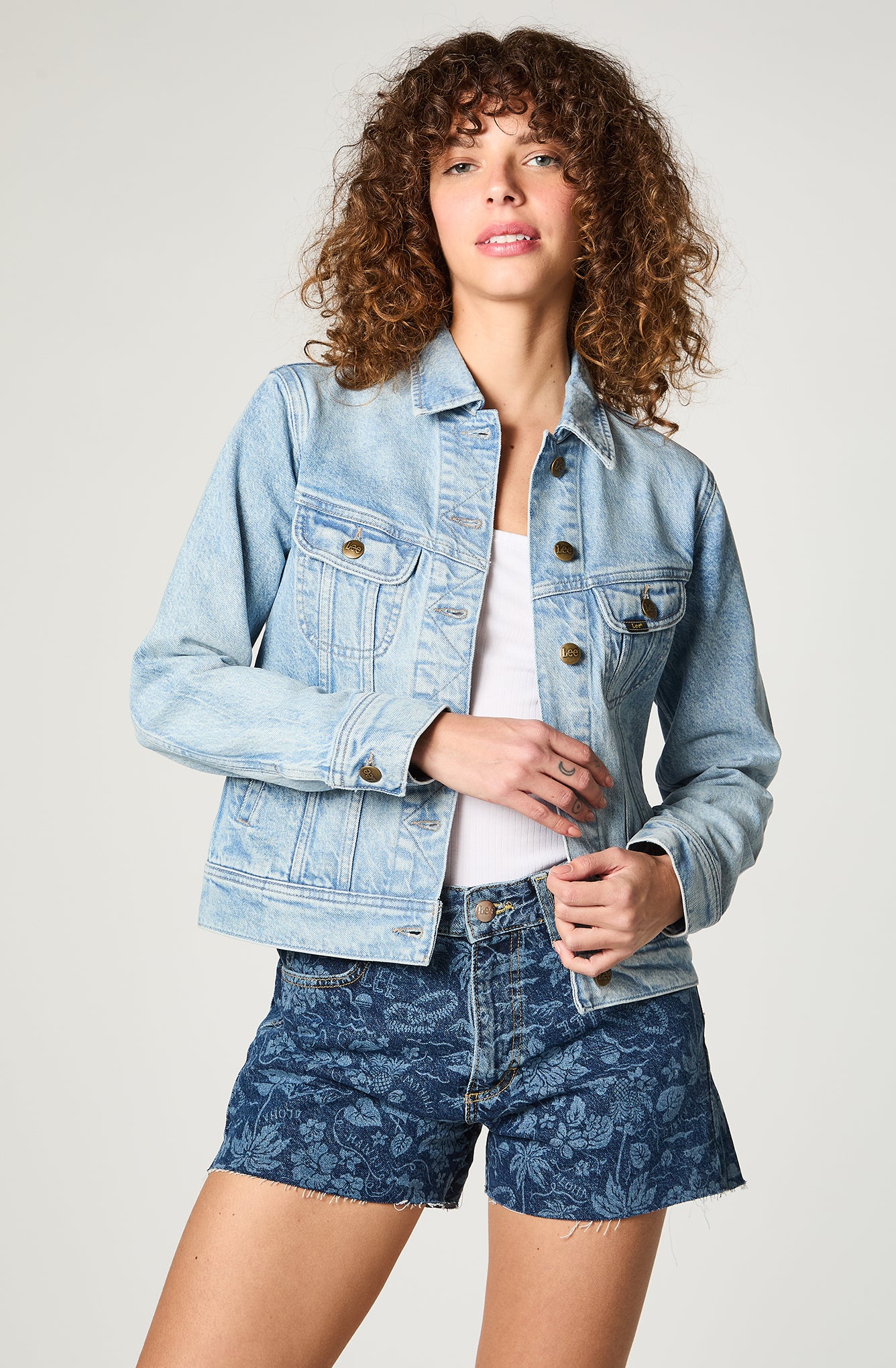 Chaqueta Mujer Trucker Celeste