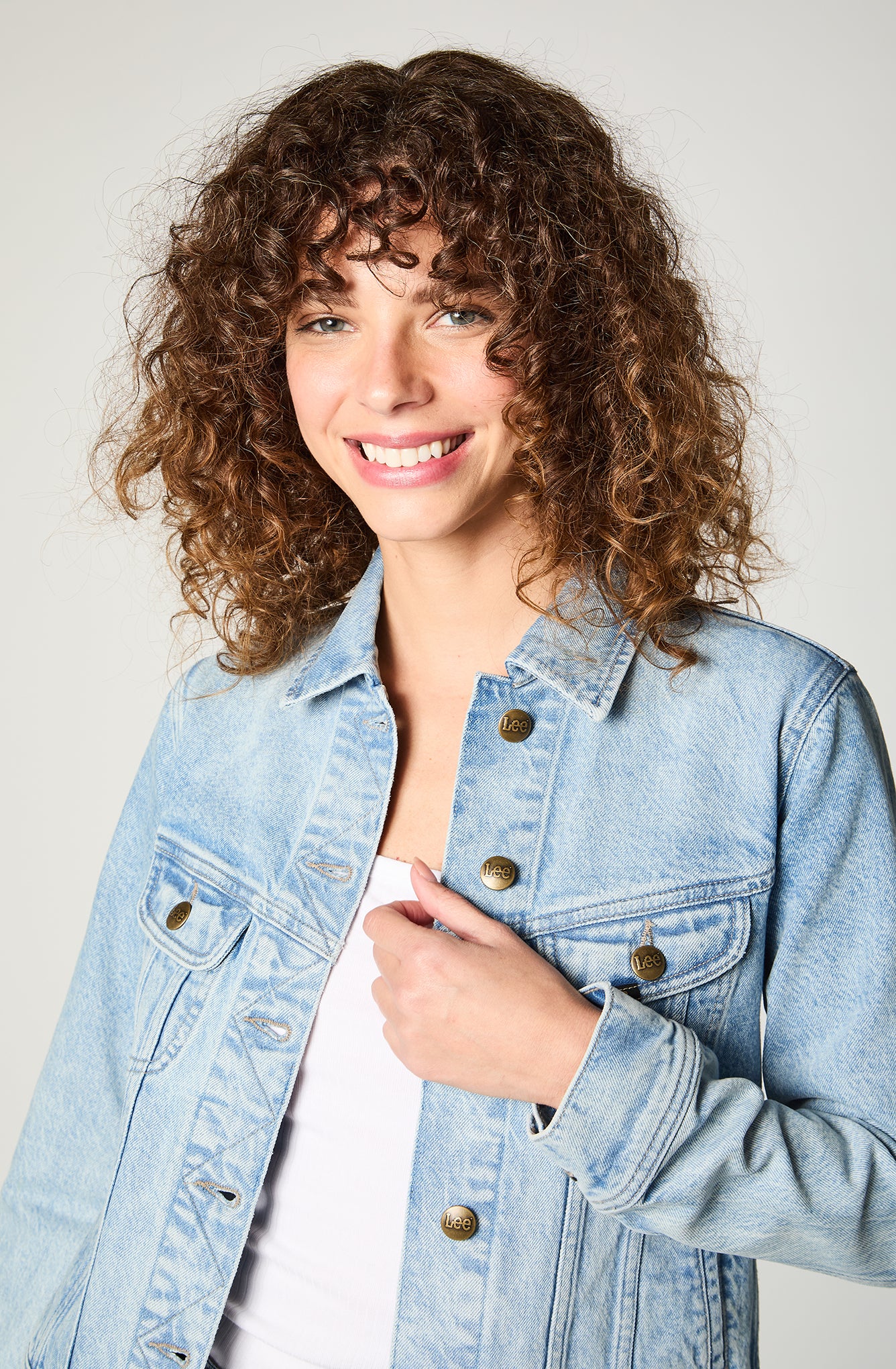 Chaqueta Mujer Trucker Celeste