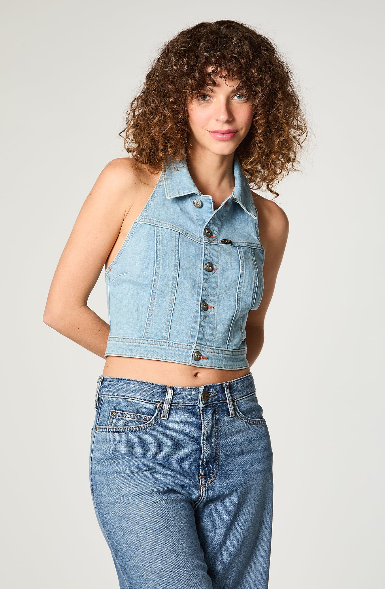 Chaqueta Mujer Double Halter Celeste Oscuro
