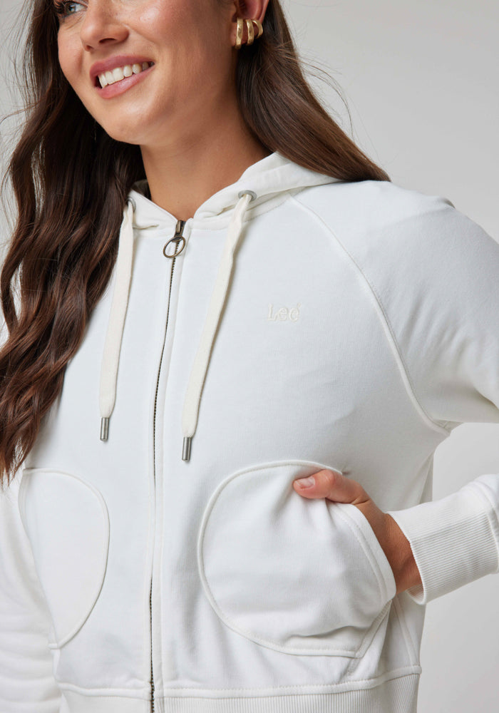 Polerón Mujer Full Zipper Ecru