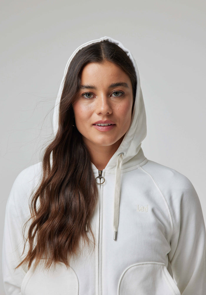 Polerón Mujer Full Zipper Ecru