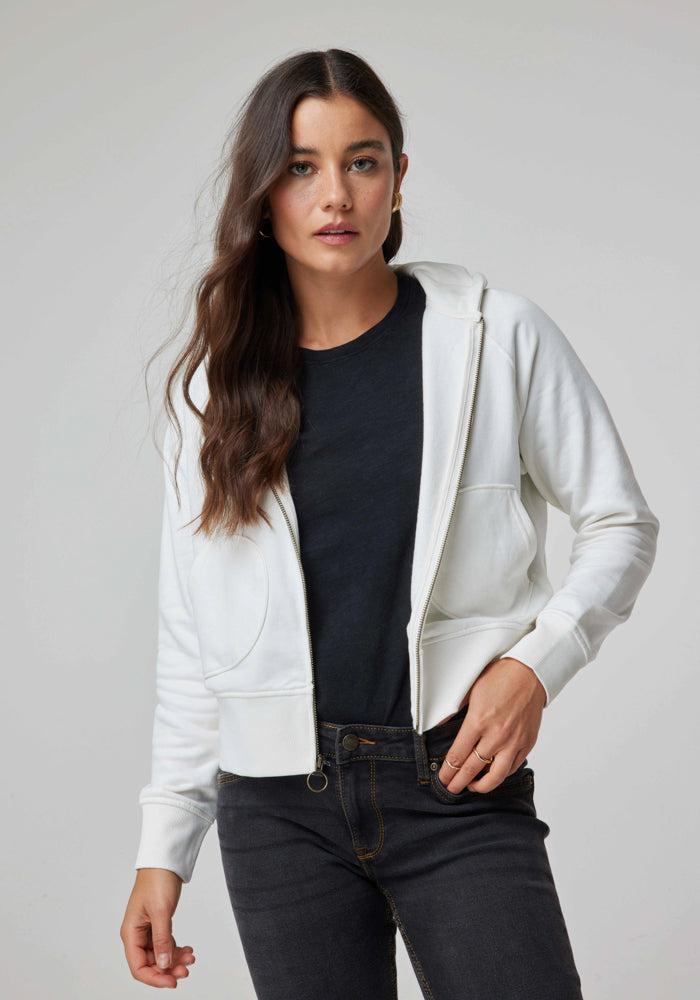 Polerón Mujer Full Zipper Ecru