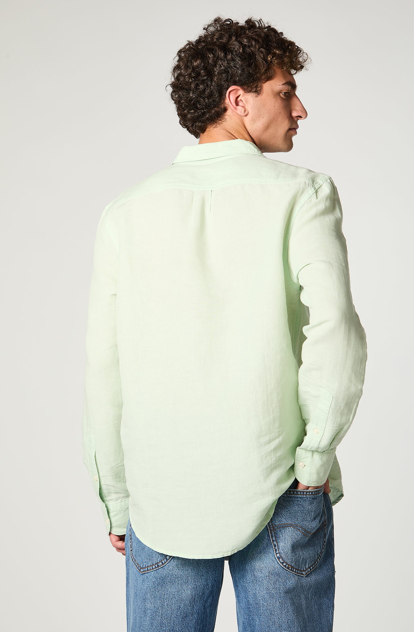 Camisa M/L Hombre Patch Clean Linen Verde