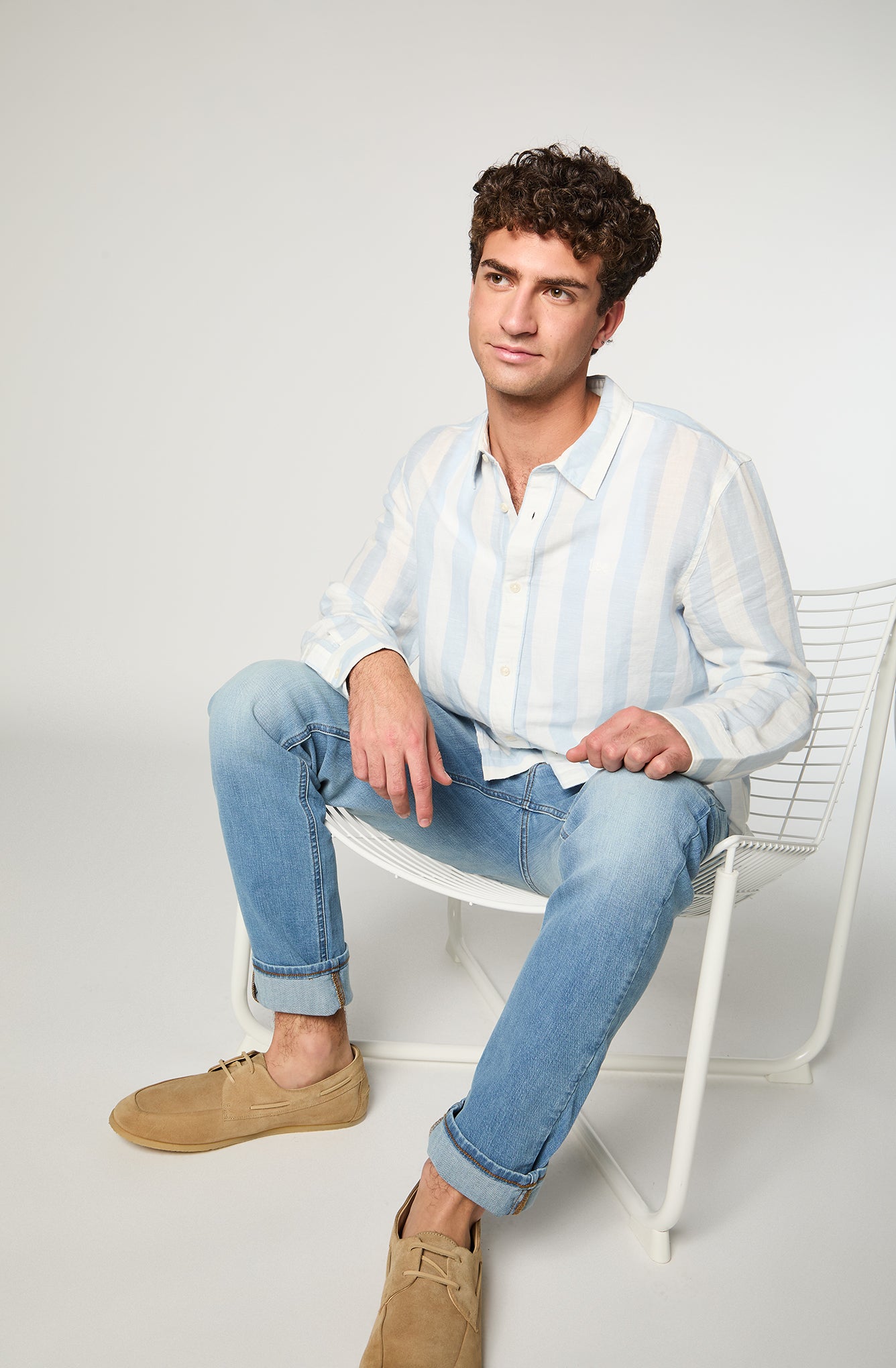 Camisa Hombre Patch Clean Linen Celeste