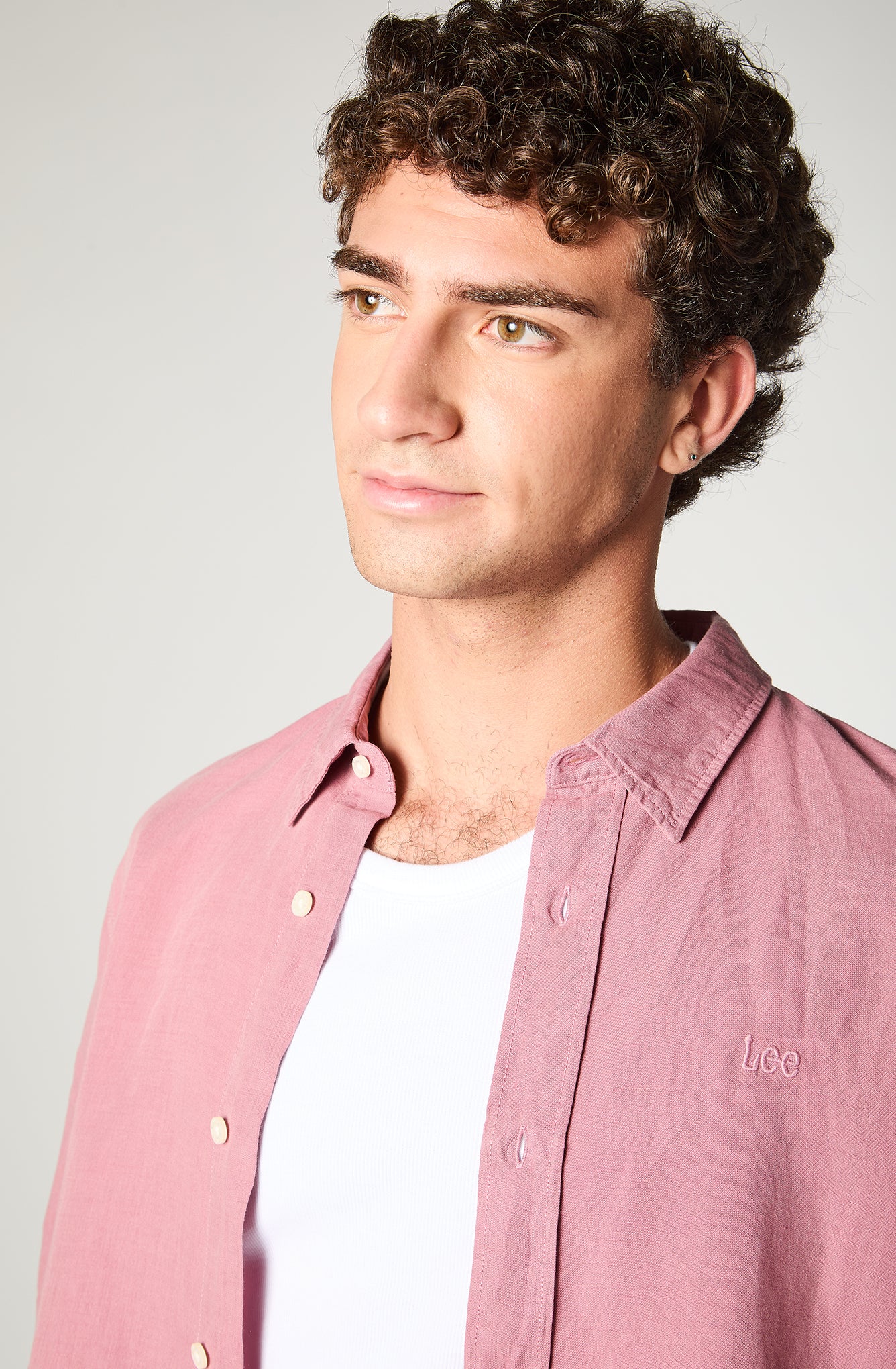 Camisa Hombre Patch Shirt / Ls Clean Linen Rosado
