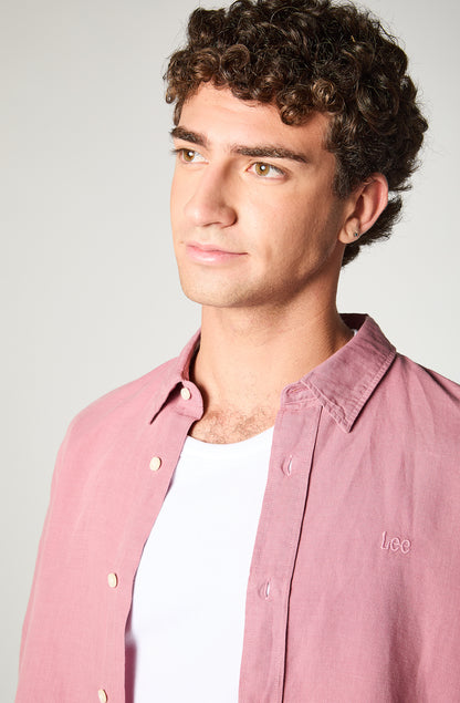 Camisa Hombre Patch Shirt / Ls Clean Linen Rosado