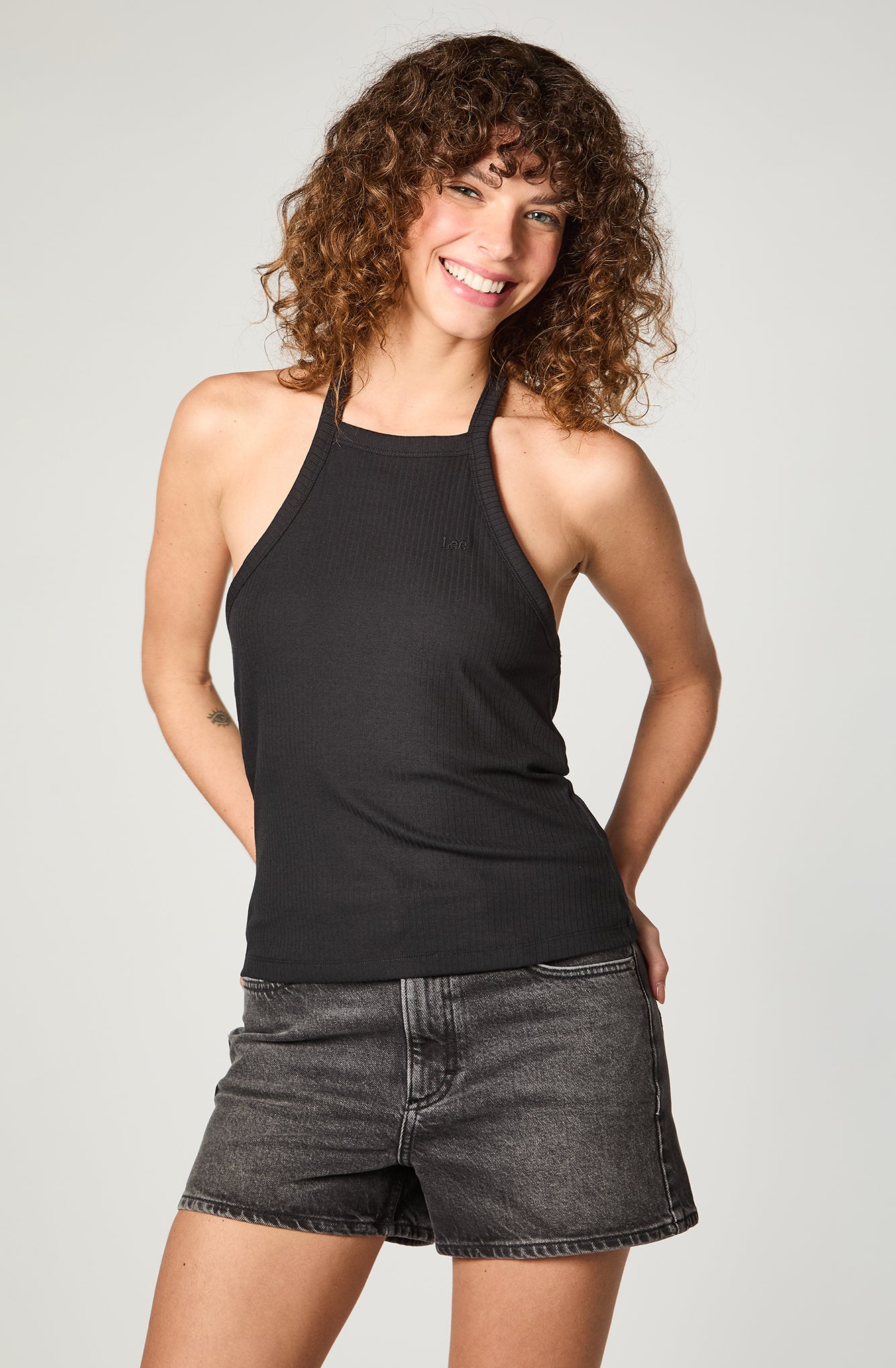 Polera Mujer Open Back Halter Top Negro