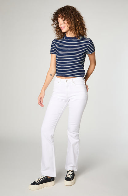 Polera Mujer Cropped Tee Indigo Stripes Blue