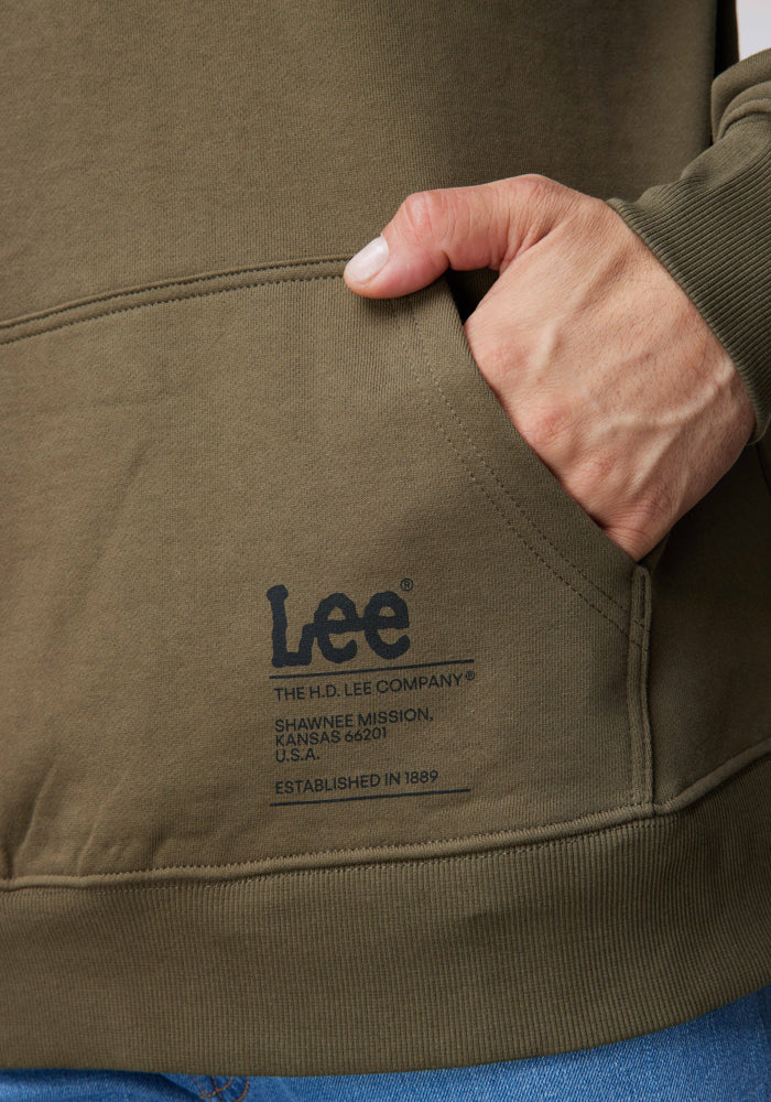 Poleron Lee Logo Hoodie Militar Green
