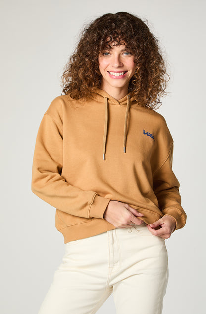 Polerón Mujer Hoodie Relax Print Beige