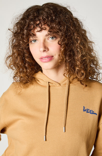 Polerón Mujer Hoodie Relax Print Beige
